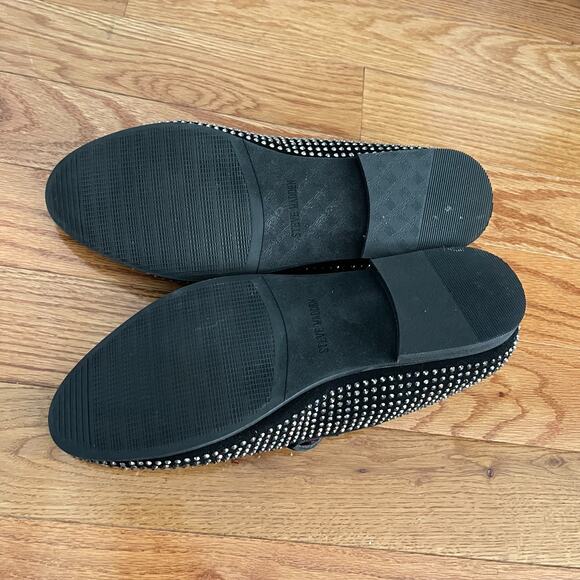 Steve Madden Rhinestone Loafers Mens 13 Black Leather Silver Bead Formal Shoes - Picture 7 of 8